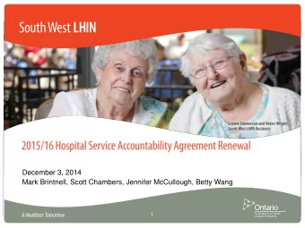 December 3, 2014  Mark Brintnell, Scott Chambers, Jennifer McCullough, Betty Wang  1  Opening