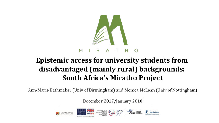 epistemic access for university students from