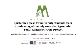 Epistemic access for university students from  disadvantaged (mainly rural) backgrounds:  South