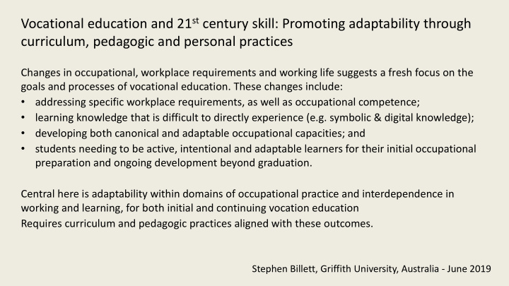 vocational education and 21 st century skill promoting