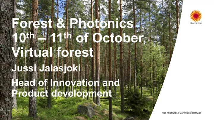 forest amp photonics 10 th 11 th of october virtual forest