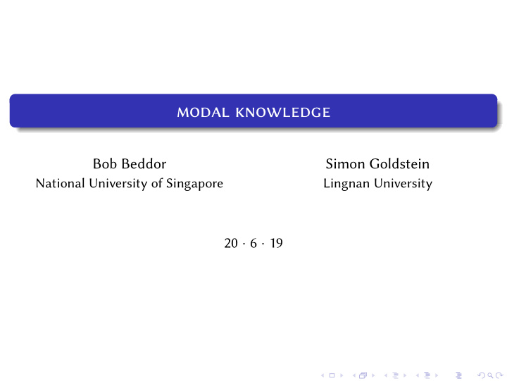modal knowledge