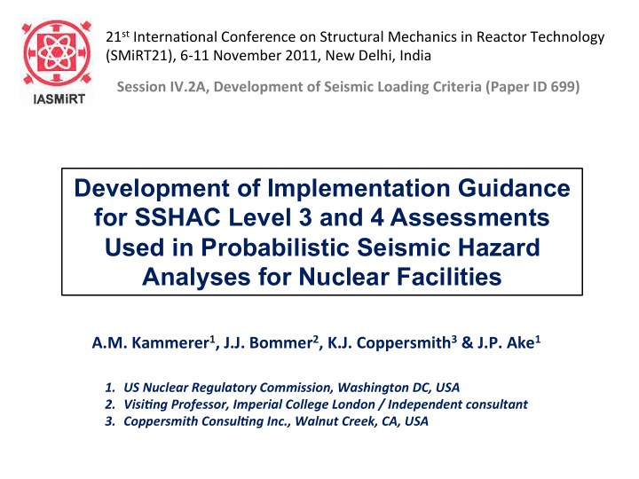 development of implementation guidance for sshac level 3