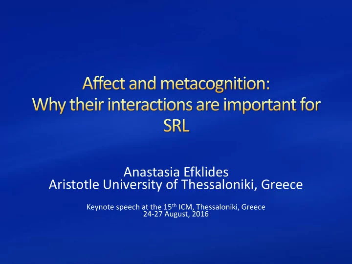 keynote speech at the 15 th icm thessaloniki greece 24 27