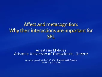 Keynote speech at the 15 th ICM, Thessaloniki, Greece  24-27 August, 2016  This presentation