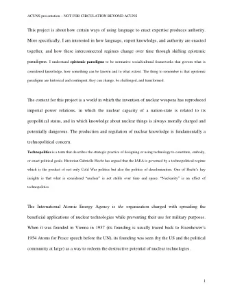 This project is about how certain ways of using language to enact expertise produces authority.