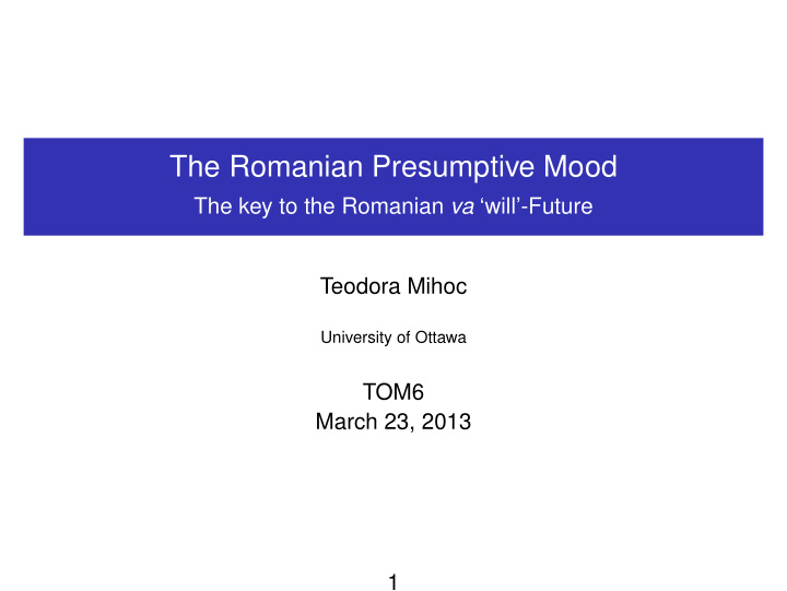 the romanian presumptive mood