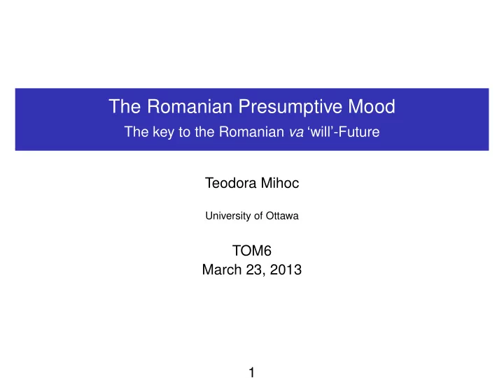 the romanian presumptive mood