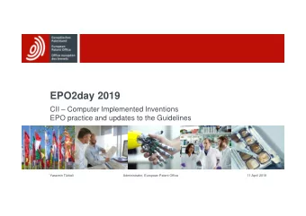 EPO2day 2019  CII  Computer Implemented Inventions  EPO practice and updates to the Guidelines