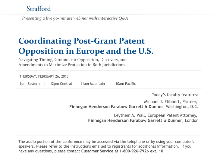 coordinating post grant patent opposition in europe and