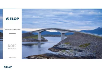 Company presentation  Ticker: ELOP  March 2020  Important notice  Disclaimer  This presentation