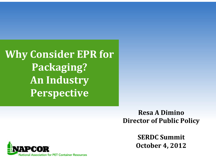 why consider epr for packaging an industry perspective