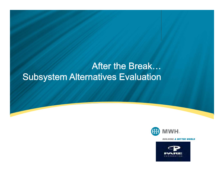 alternatives evaluation by subsystem 039 056 035 206 101