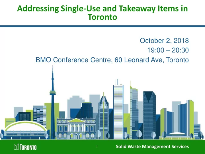 addressing single use and takeaway items in toronto