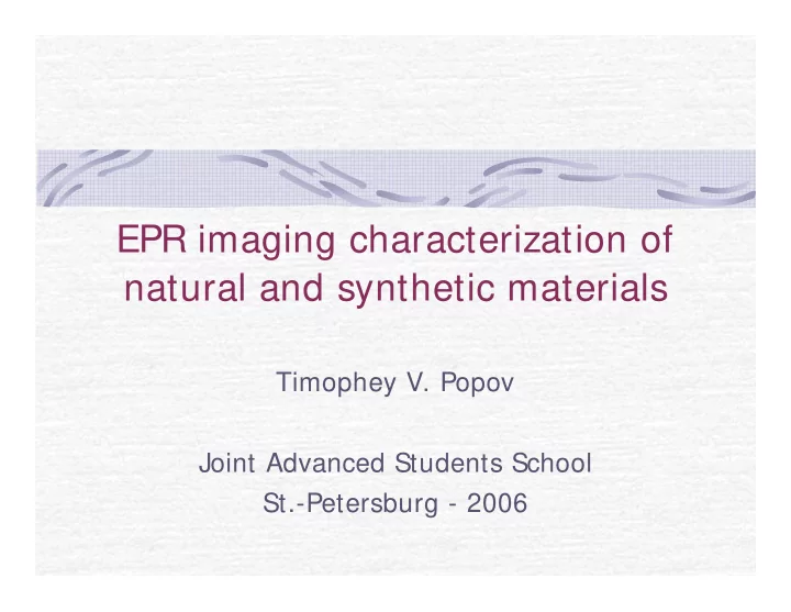 epr imaging characterization of natural and synthetic