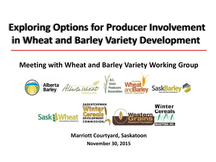 exploring options for producer involvement