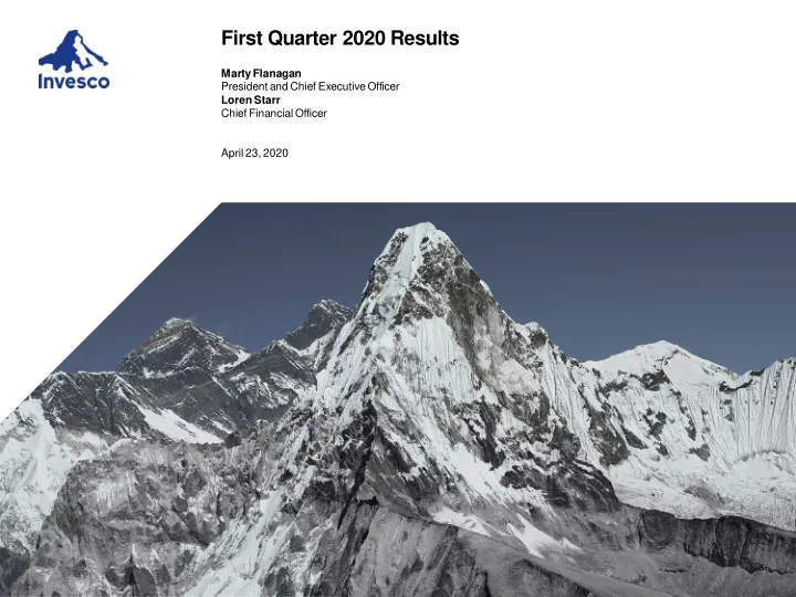 first quarter 2020 results