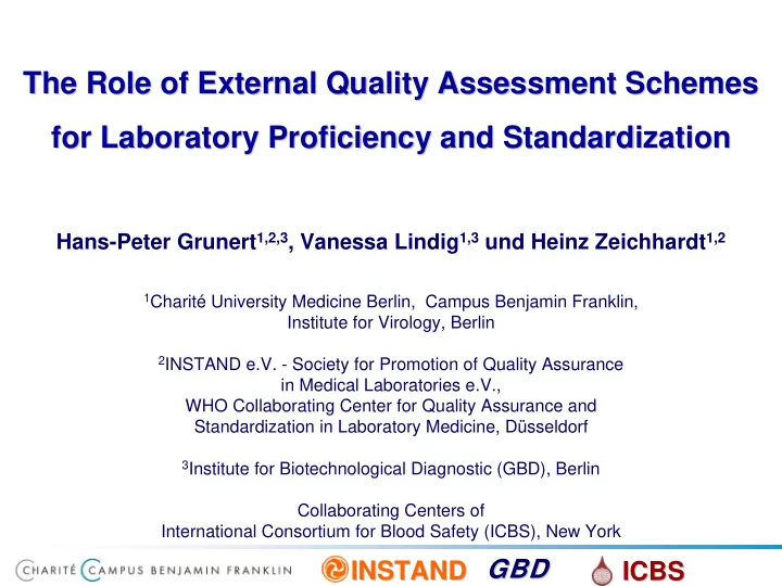 the role of external quality assessment schemes the role