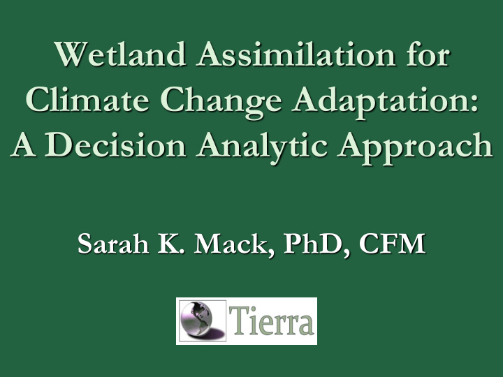 wetland assimilation for climate change adaptation a