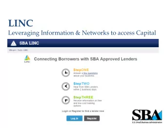 LINC Leveraging Information &amp; Networks to access Capital  Connecting Borrowers &amp; Lenders