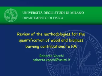 quantification of wood and biomass  burning contributions to PM  Roberta Vecchi