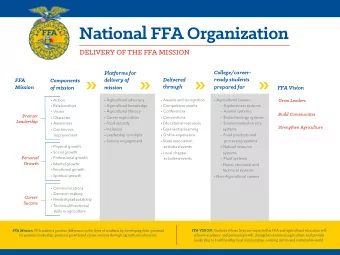National FFA Organization  DELIVERY OF THE FFA MISSION  College/career-  Platforms for