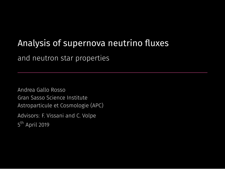 analysis of supernova neutrino fluxes