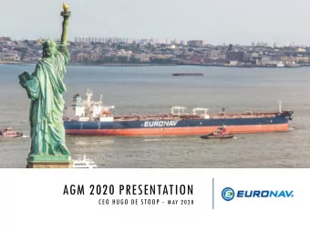 AGM 2020 PRESENTATION CEO HUGO DE STOOP - MAY 2020  FORWARD LOOKING STATEMENTS  Matters discussed