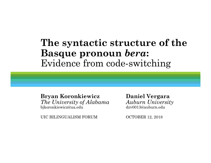 the syntactic structure of the basque pronoun bera