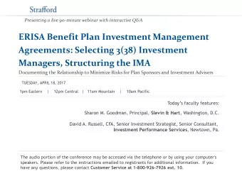 Managers, Structuring the IMA  Documenting the Relationship to Minimize Risks for Plan Sponsors and