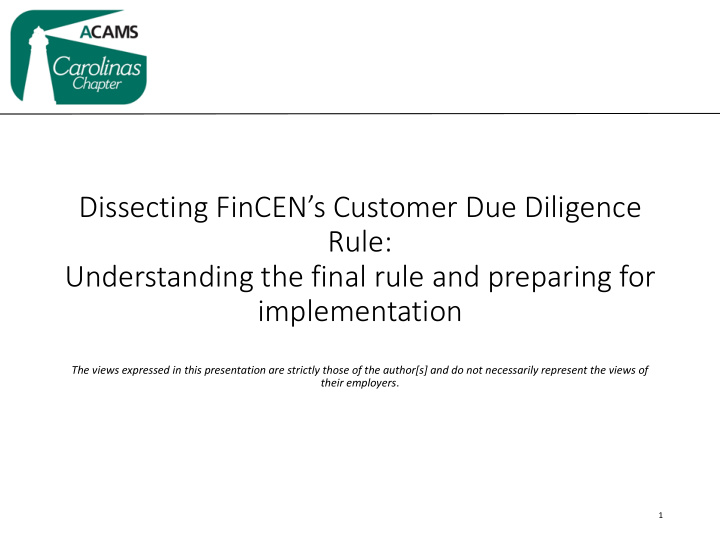 dissecting fincen s customer due diligence rule