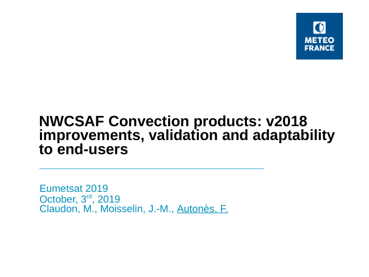 nwcsaf convection products v2018 improvements validation