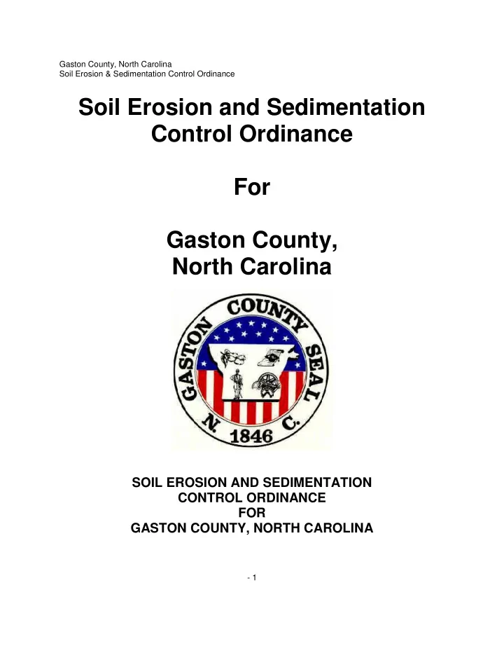 soil erosion and sedimentation control ordinance for