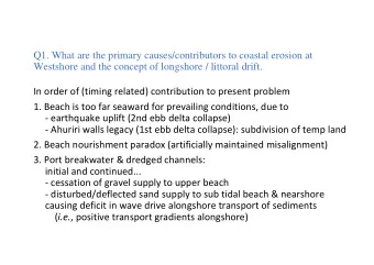 Q1. What are the primary causes/contributors to coastal erosion at  Westshore and the concept of