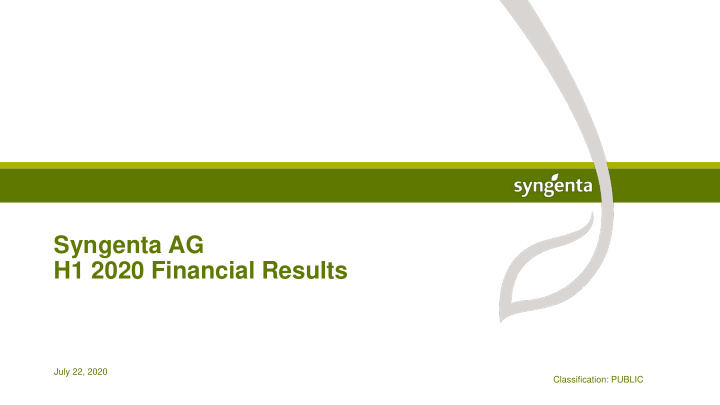 syngenta ag h1 2020 financial results