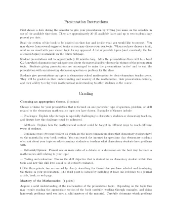 Presentation Instructions  First choose a date during the semester to give your presentation by