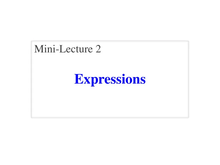 expressions the basics