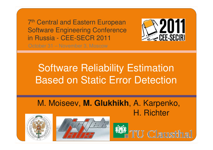 software reliability estimation based on static error