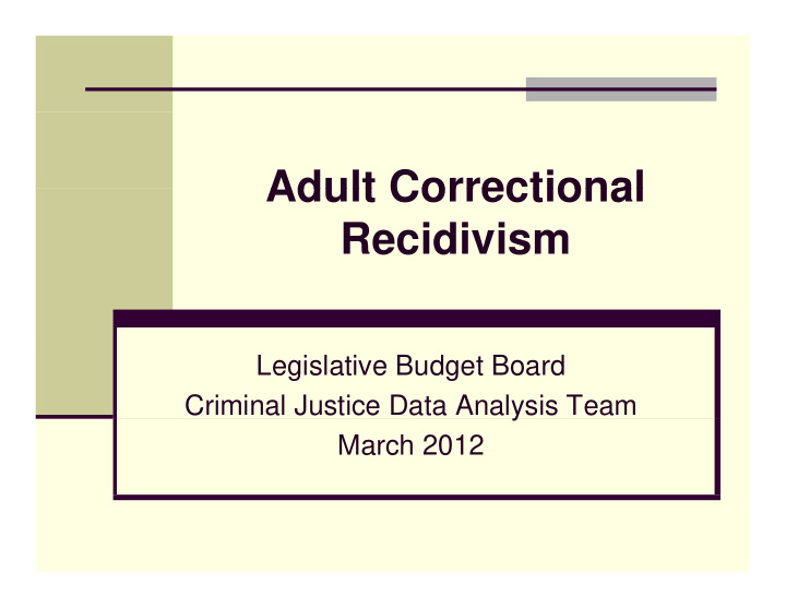 adult correctional adult correctional recidivism