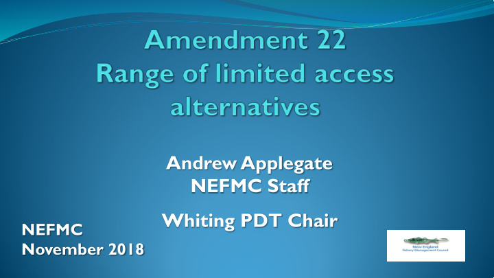 andrew applegate nefmc staff whiting pdt chair