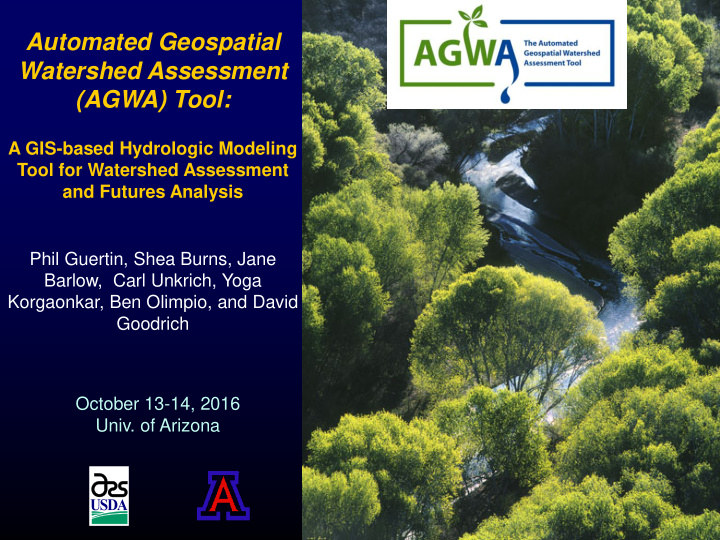 automated geospatial watershed assessment agwa tool