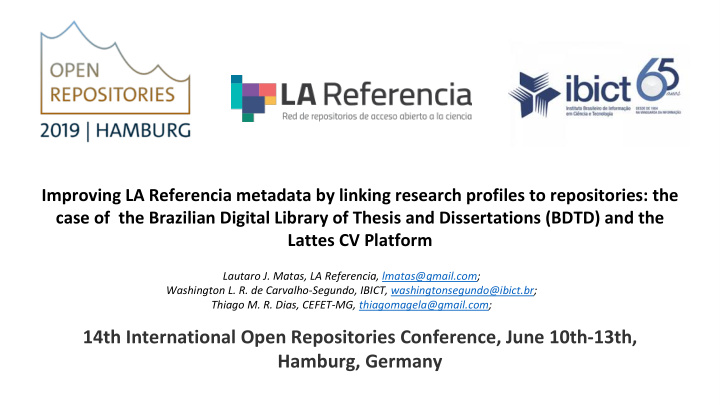 14th international open repositories conference june 10th