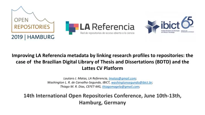 14th international open repositories conference june 10th