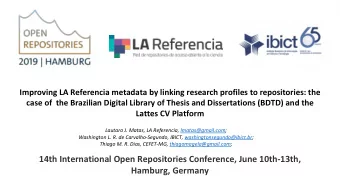 14th International Open Repositories Conference, June 10th-13th,  Hamburg, Germany  Introduction