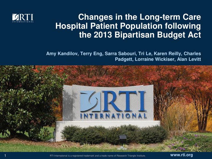 changes in the long term care hospital patient population