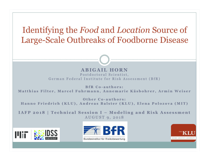 identifying the food and location source of large scale