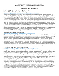 center for viral pathogenesis research symposium november