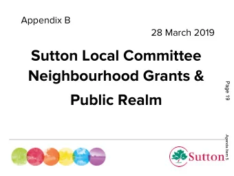 Public Realm  Agenda Item 5  Spotlight on - The Essential  Agenda Item 5  Tremor Awareness Day