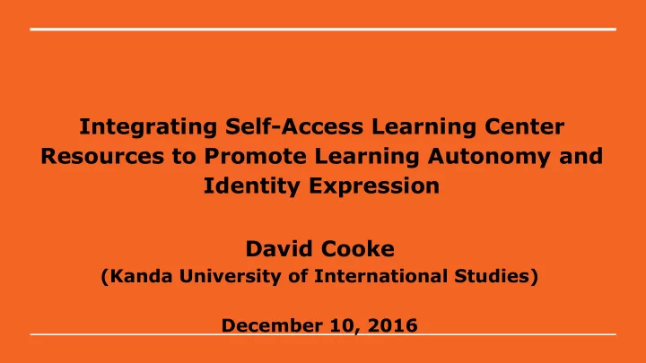 david cooke kanda university of international studies