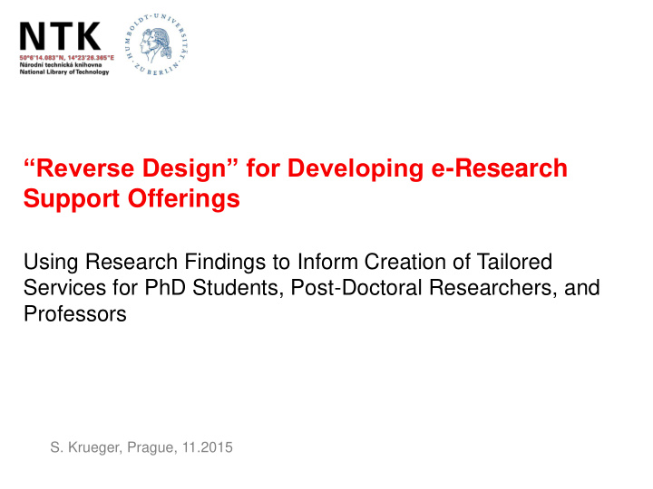 reverse design for developing e research support offerings